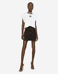 Washed denim miniskirt