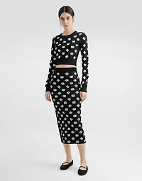 Viscose pencil skirt with jacquard DG logo