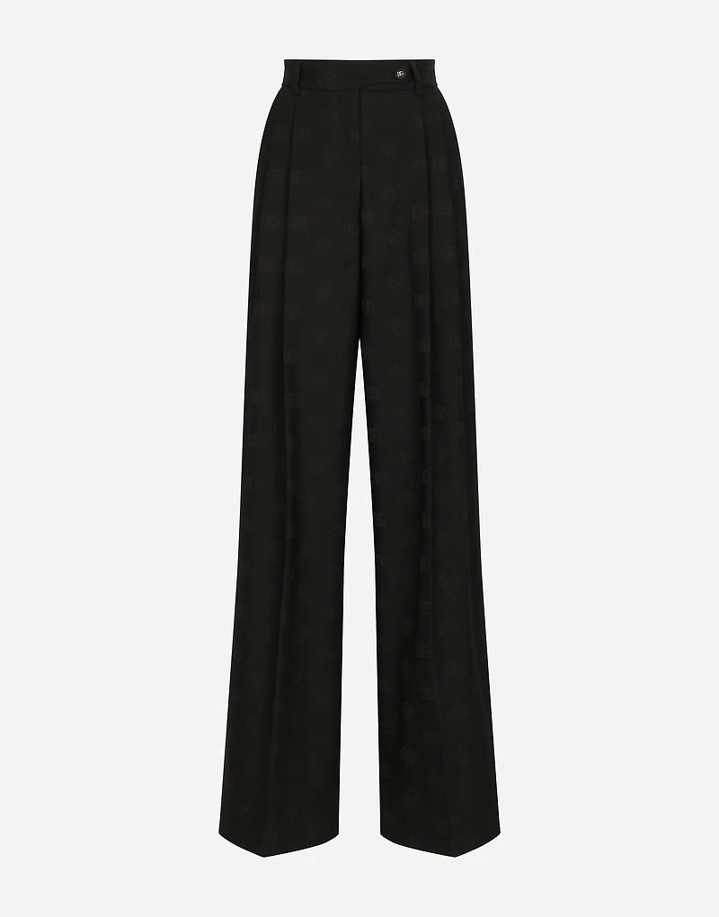 Flared wool jacquard pants with DG logo