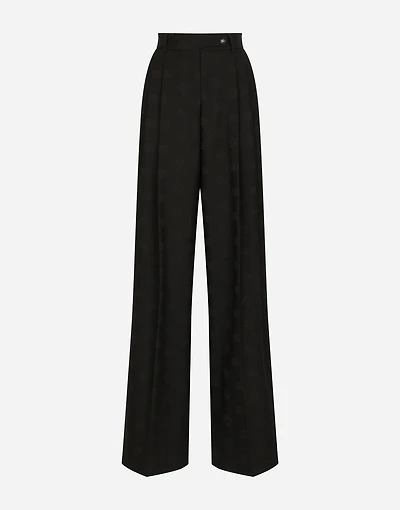 Flared wool jacquard pants with DG logo