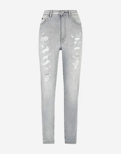 Light blue denim Grace jeans with ripped details
