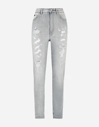 Light blue denim Grace jeans with ripped details