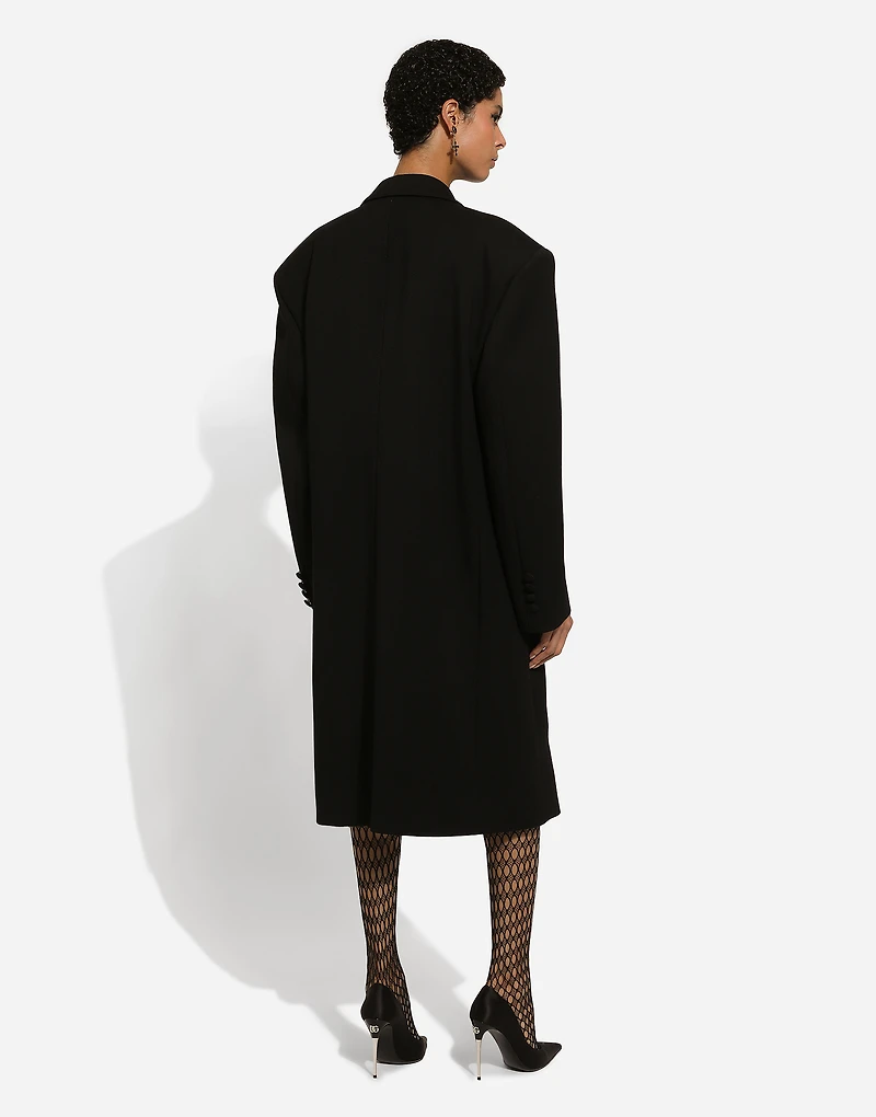 Oversize double-breasted coat wool crepe