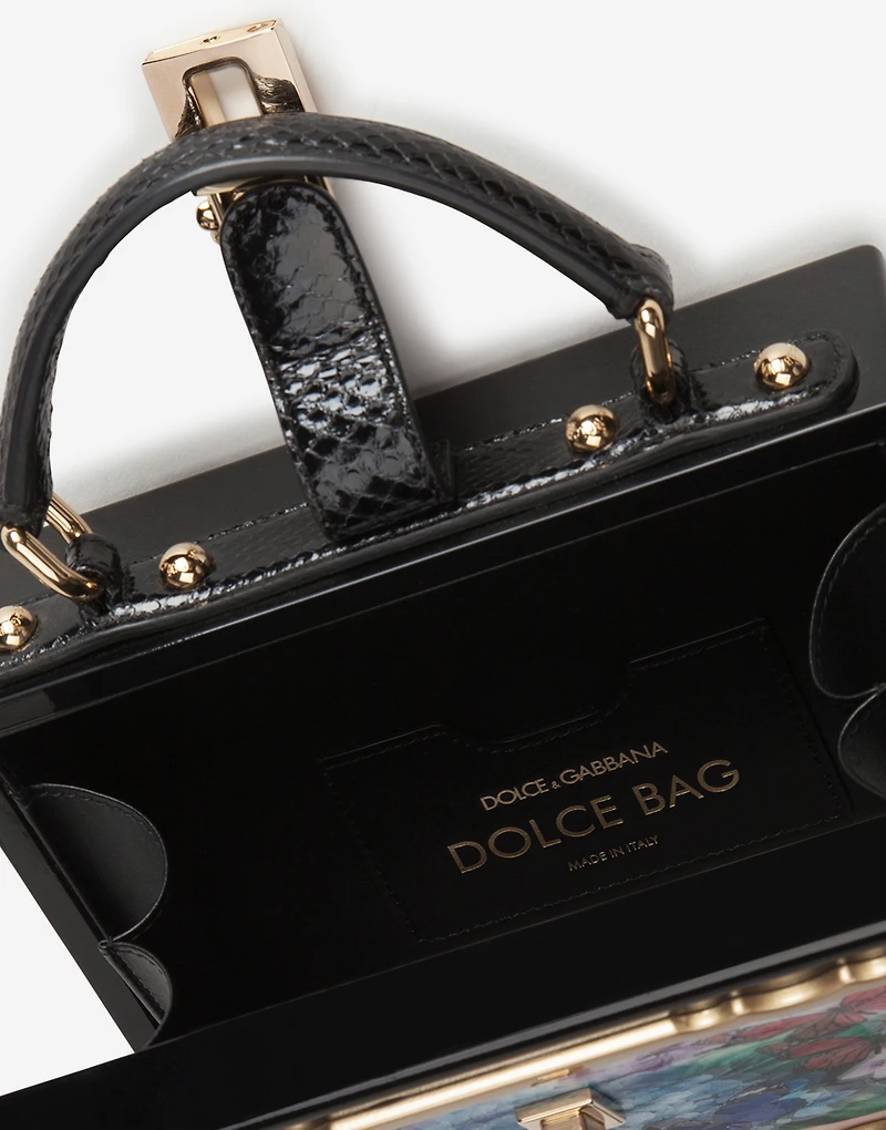 Postcard Dolce Box bag in lacquered wood