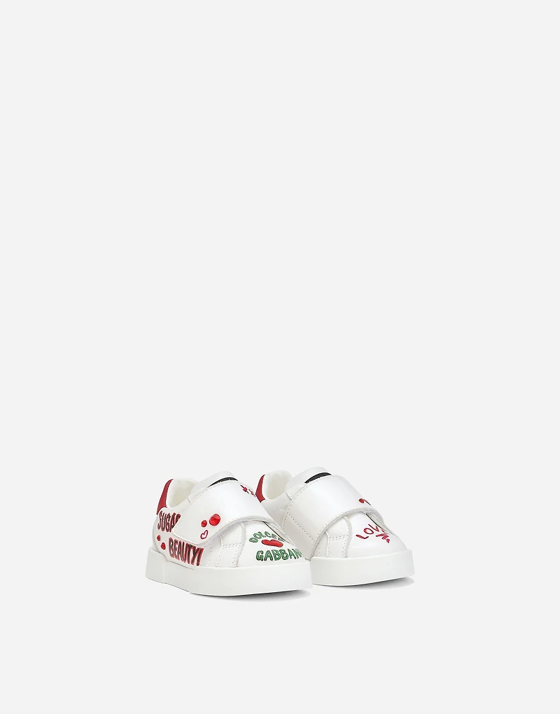 Printed calfskin Portofino sneakers