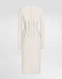 Lace calf-length dress with corset detailing