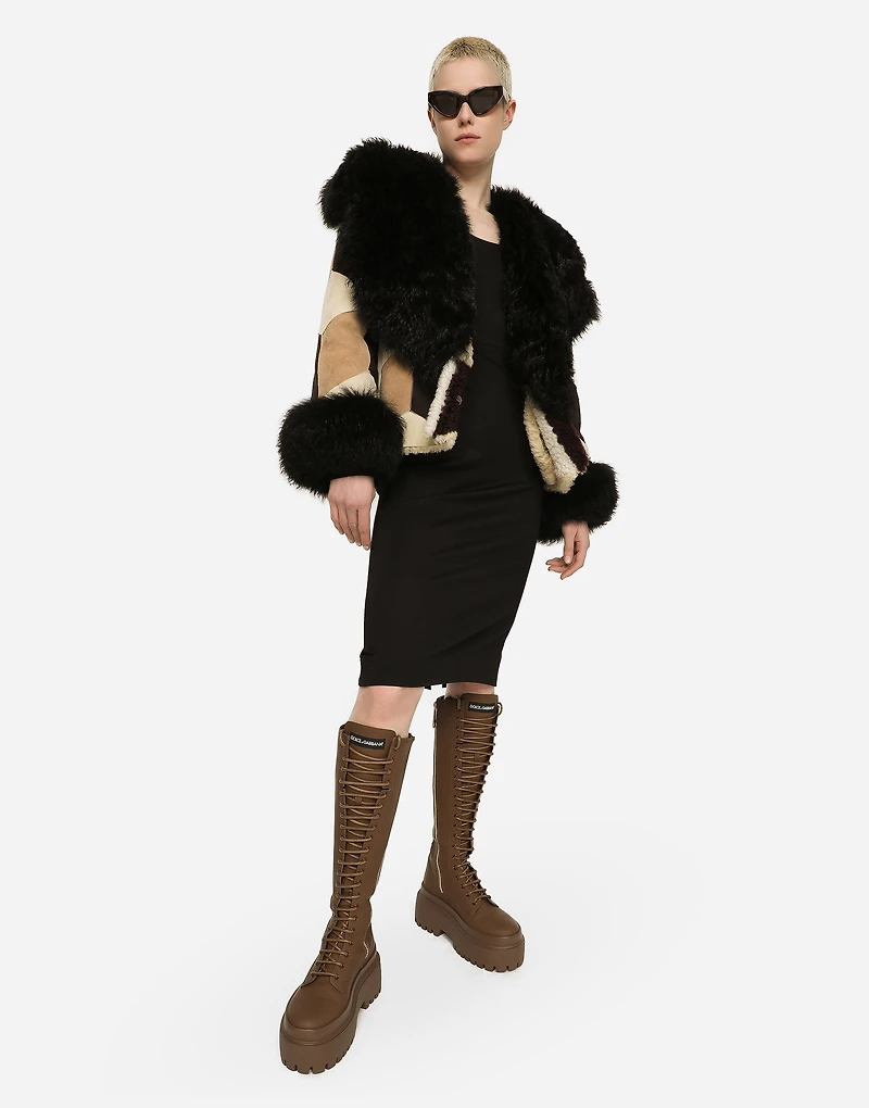 Milano rib calf-length dress with DG logo