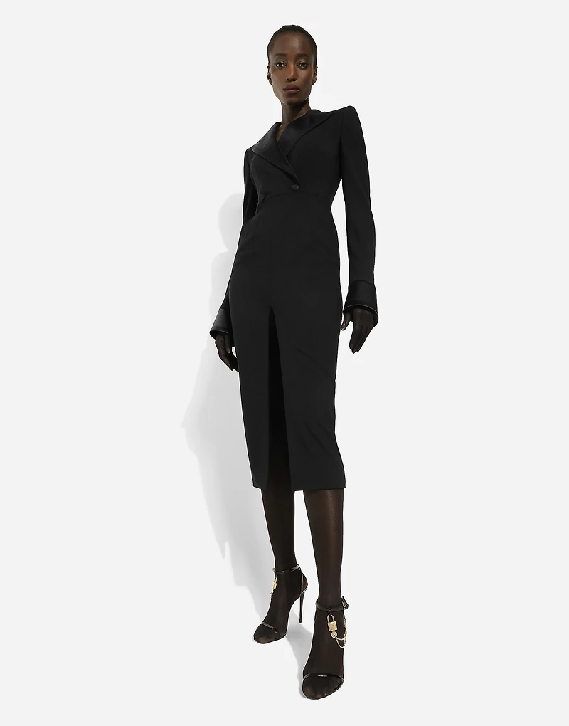 Woolen calf-length coat dress