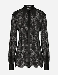 Chantilly lace shirt with satin details
