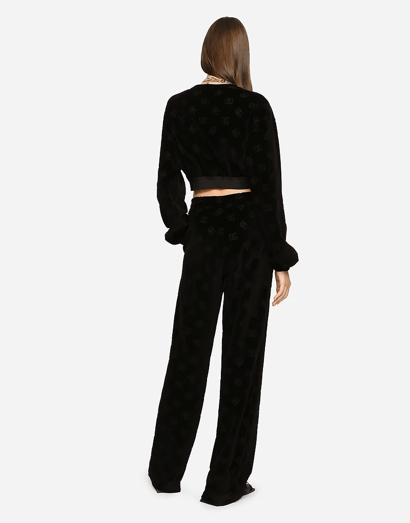 Flocked jersey pants with all-over DG logo