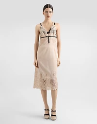 Georgette slip dress with lace details