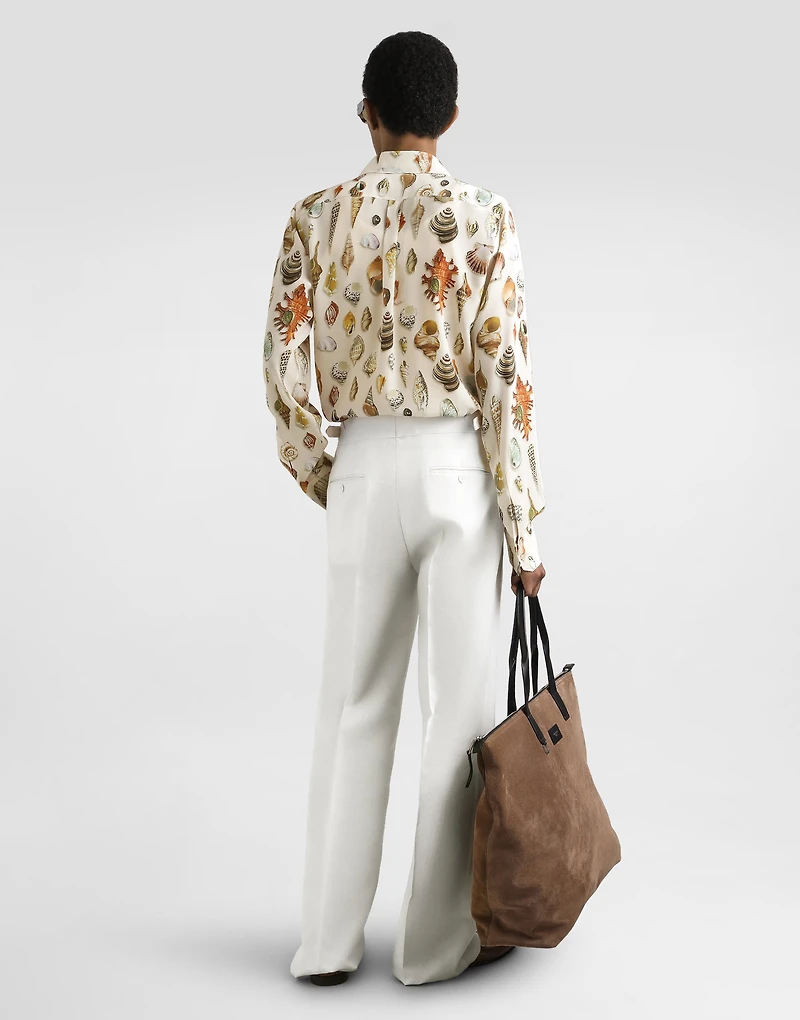 Shell-print martini silk shirt