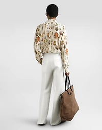 Shell-print martini silk shirt