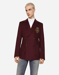 Double-breasted wool and cashmere jacket with DG patch