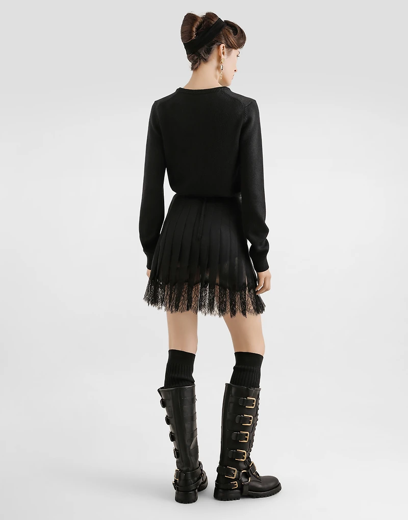 Pleated chiffon short skirt