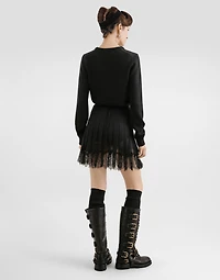 Pleated chiffon short skirt