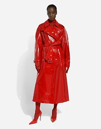 Patent leather trench coat