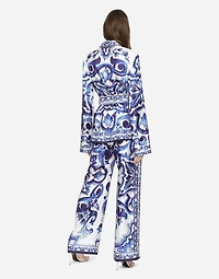 Majolica-print twill pajama shirt