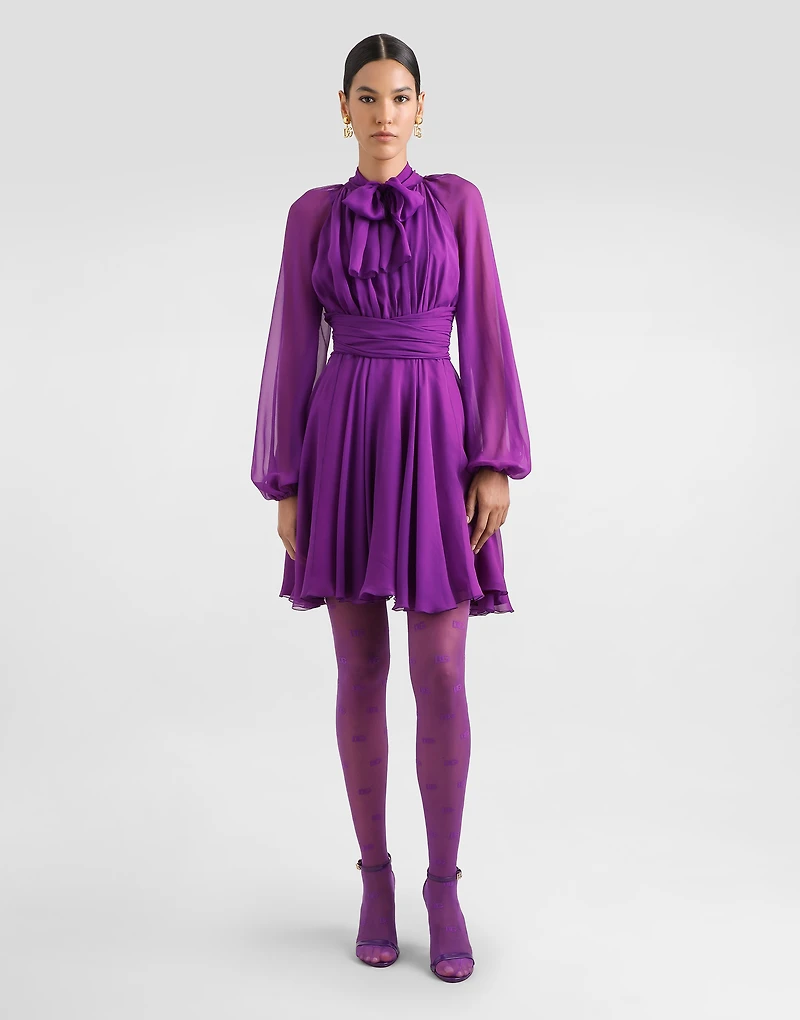 Chiffon dress with draping
