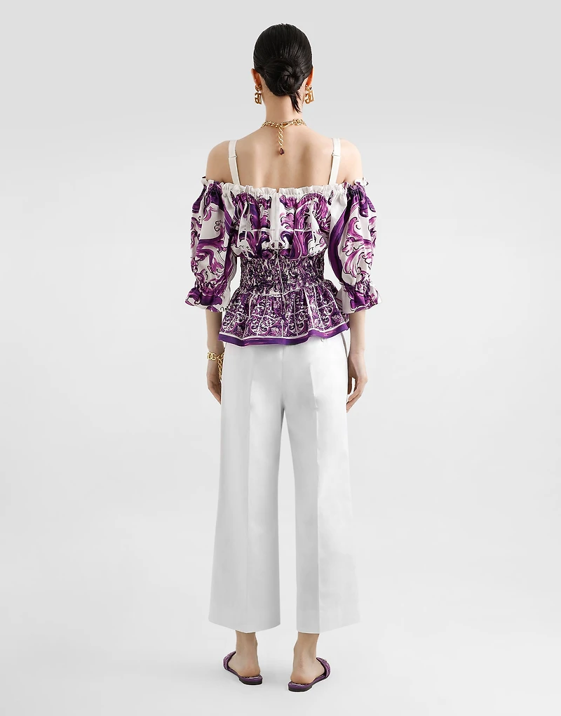 Majolica-print poplin top