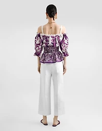 Majolica-print poplin top
