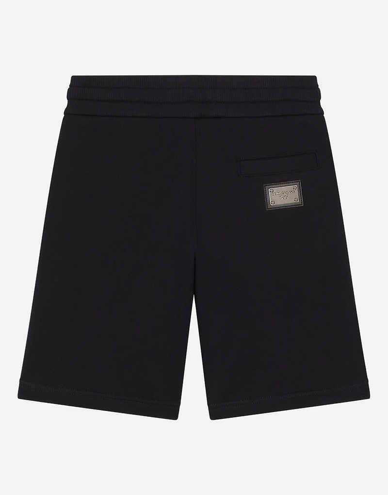Fleece bermuda shorts with DG logo plaque