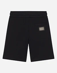 Fleece bermuda shorts with DG logo plaque