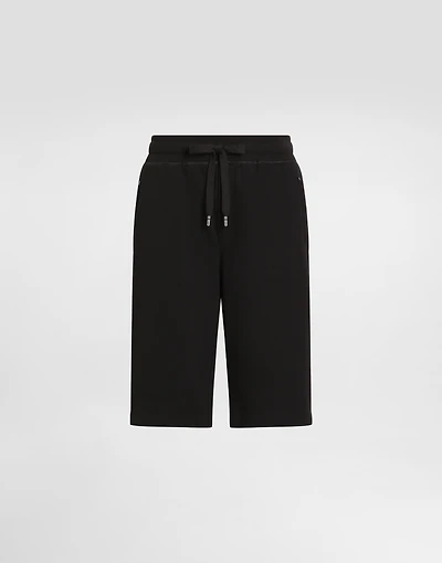Jersey jogging shorts with logo tag