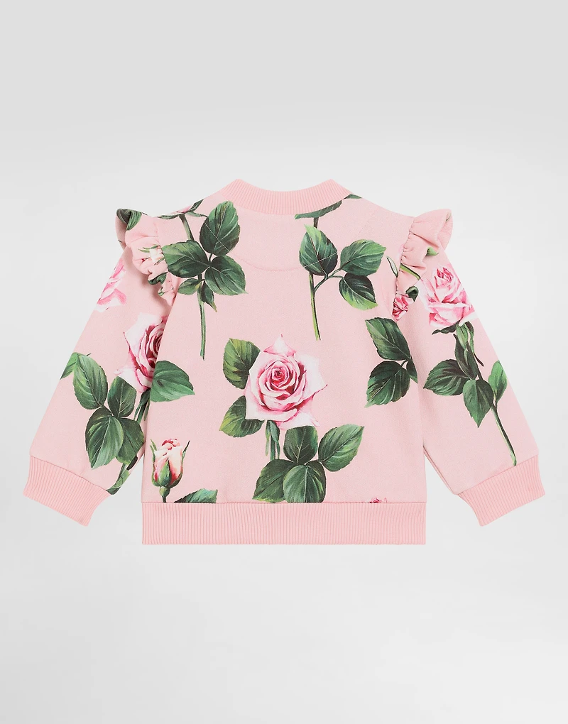 Round-neck sweatshirt with rose print