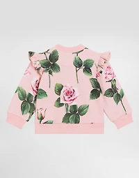 Round-neck sweatshirt with rose print