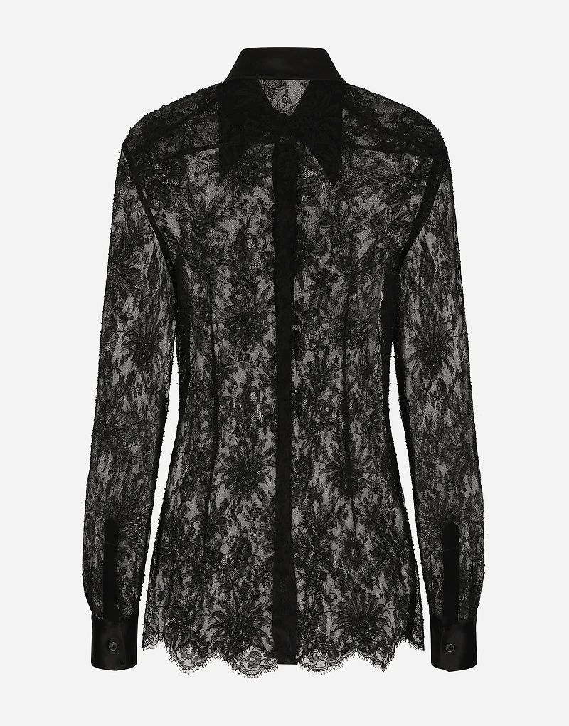 Chantilly lace shirt with satin details