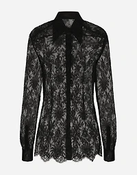 Chantilly lace shirt with satin details