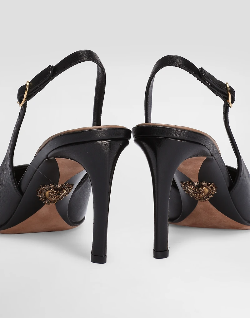 Polished goatskin slingbacks