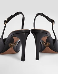 Polished goatskin slingbacks