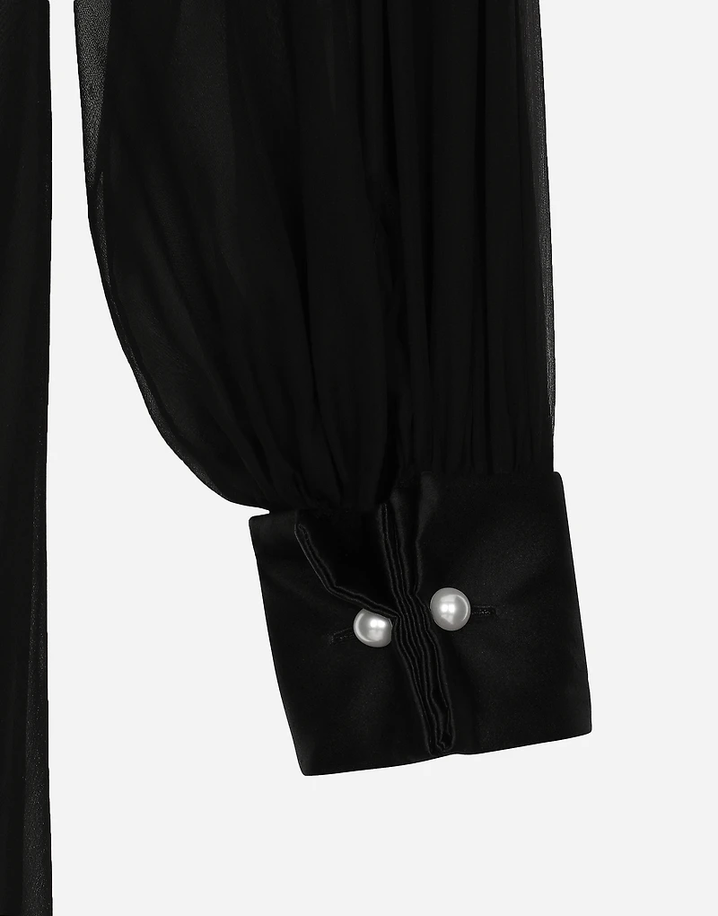 Long chiffon one-shoulder dress