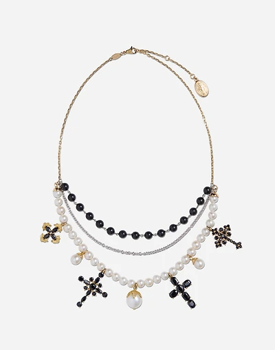 Sicily Necklace 18-carat yellow and white gold and black sapphires