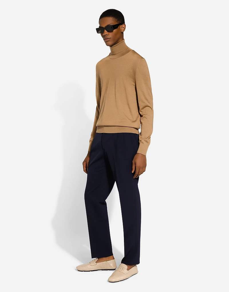 Cashmere and silk turtle-neck sweater