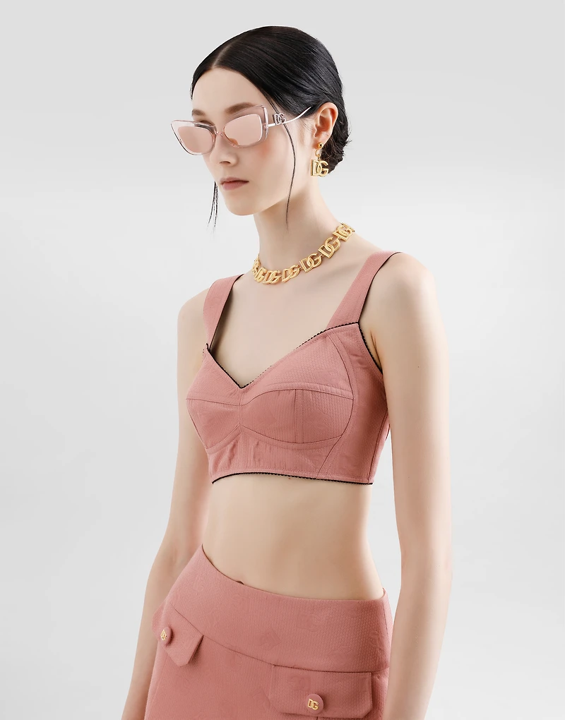 Quilted jacquard bralette top with DG logo