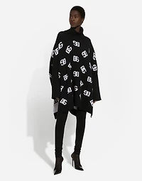 Wool poncho with jacquard DG logo
