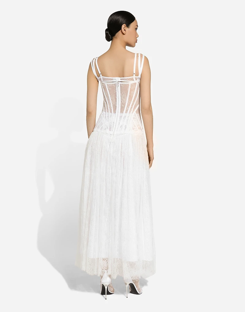 Long lace dress with corset detailing