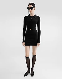 Ribbed wool polo-style sweater