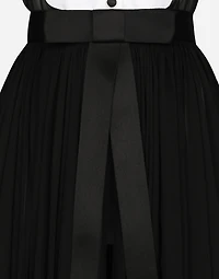 Chiffon midi shirt dress with piqué cuffs and front