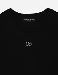 Cotton T-shirt with Crystal DG logo