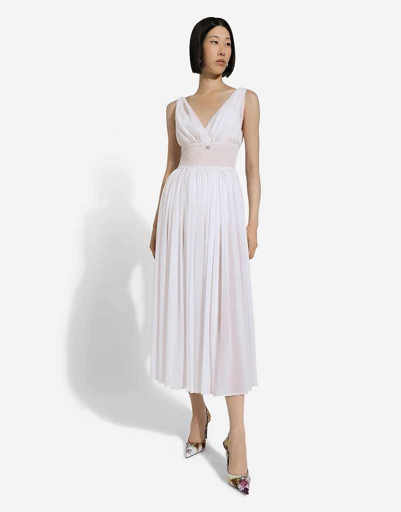 V-neck midi dress silk georgette