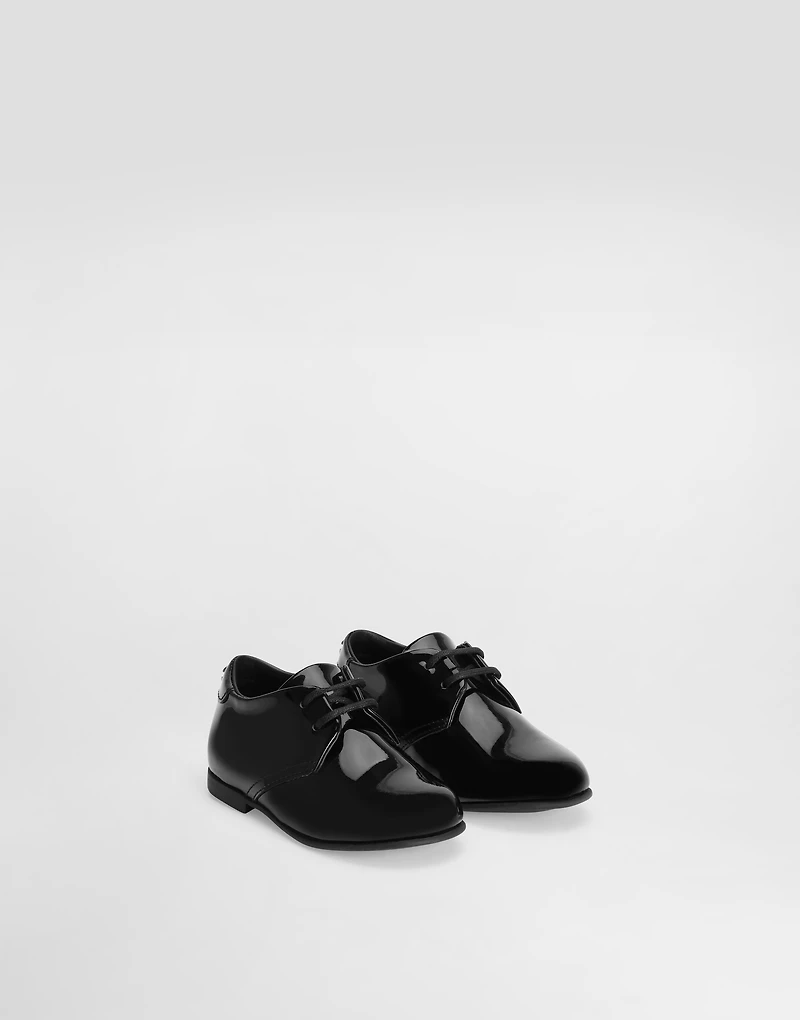 Lace-up shoes patent leather and grosgrain