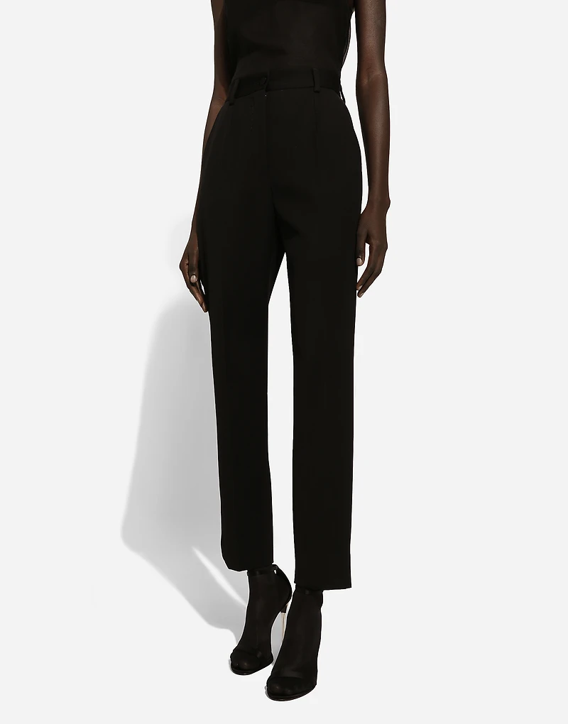 High-waisted wool gabardine cigarette pants