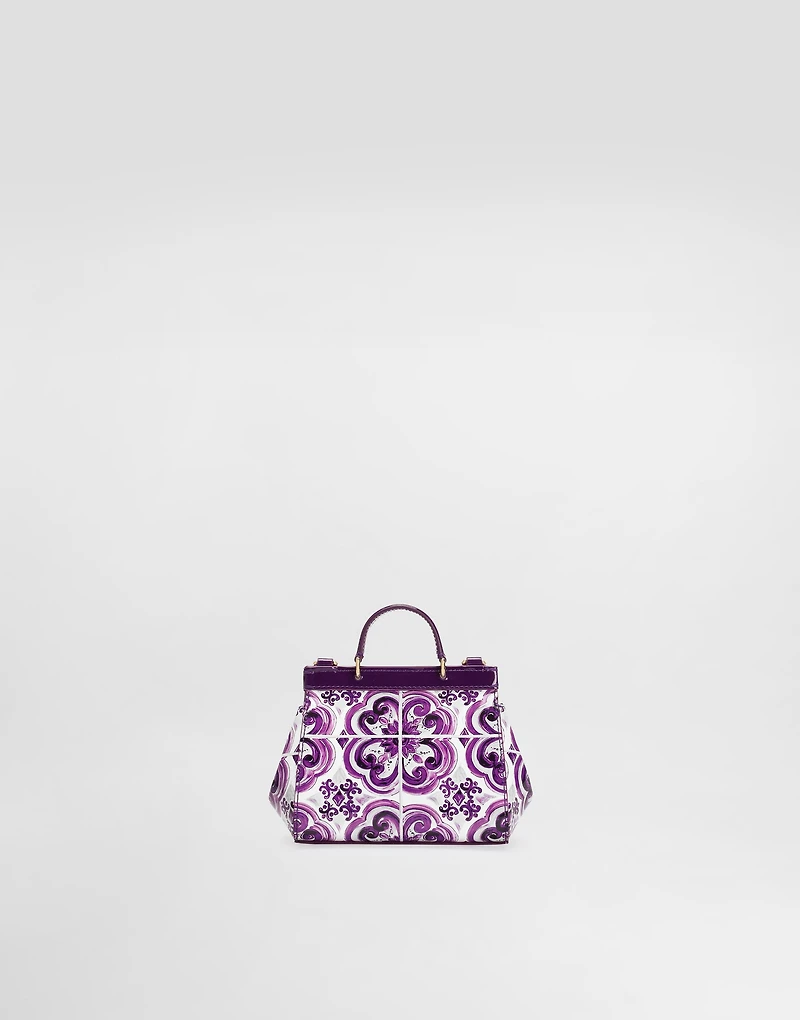 Majolica-print Sicily handbag in polished calfskin