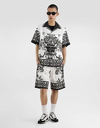 Majolica-print poplin hawaii shirt