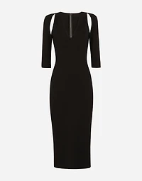 Jersey calf-length dress with cut-outs