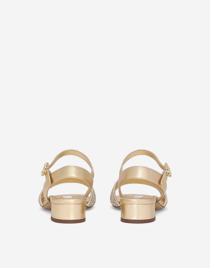 Foiled nappa leather sandals with fusible-rhinestones